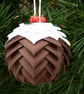 Christmas Pudding Hanging Decorations Made from Ribbon - Image 1