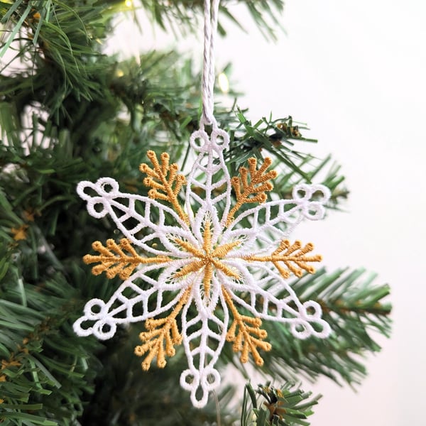 Machine Embroidery Snowflake Ornament: Lacey Christmas Decor
