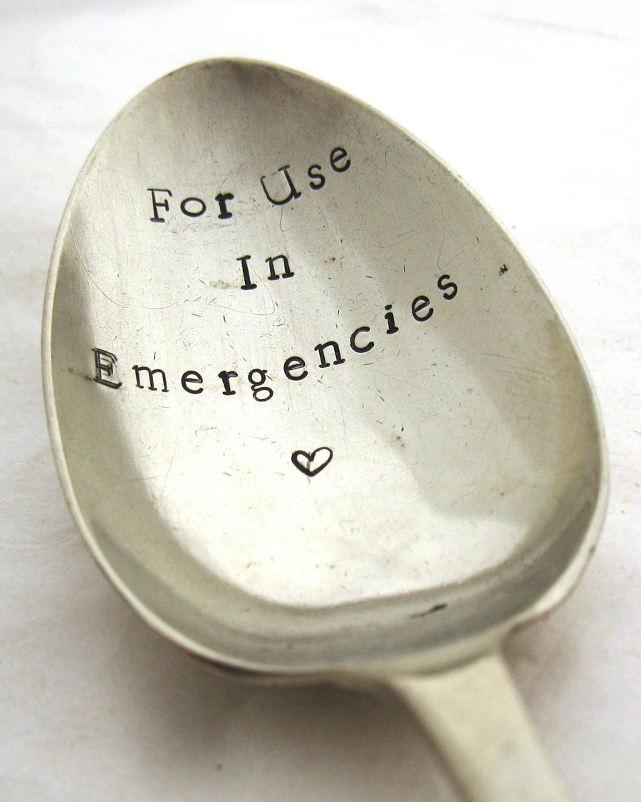 Emergency spoon, stamped vintage dessertspoon
