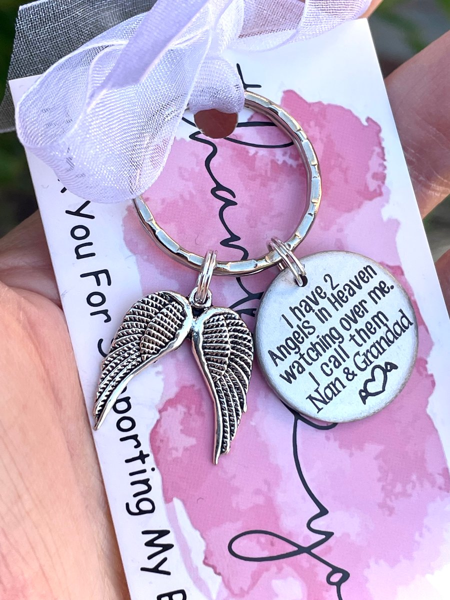 Nan & Grandad Memorial Double Wings Keyring Heaven 