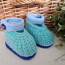Designer Baby Boy's Hand Knitted Shoes   3 - 6 months size