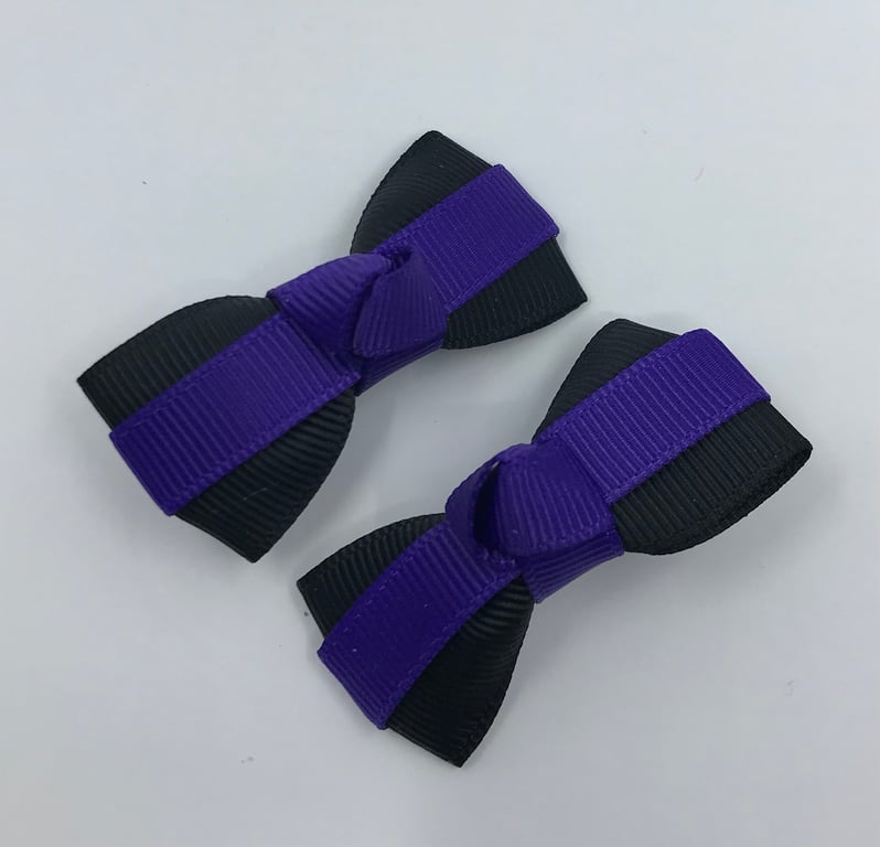 Itty Bitty Black and Purple on Clips (pair)