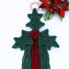Macrame Holly wall Hanging, Christmas wall hanging,