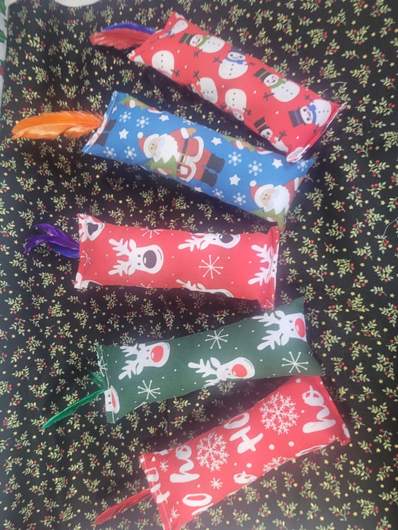 Christmas catnip kicker cat toys with feathers