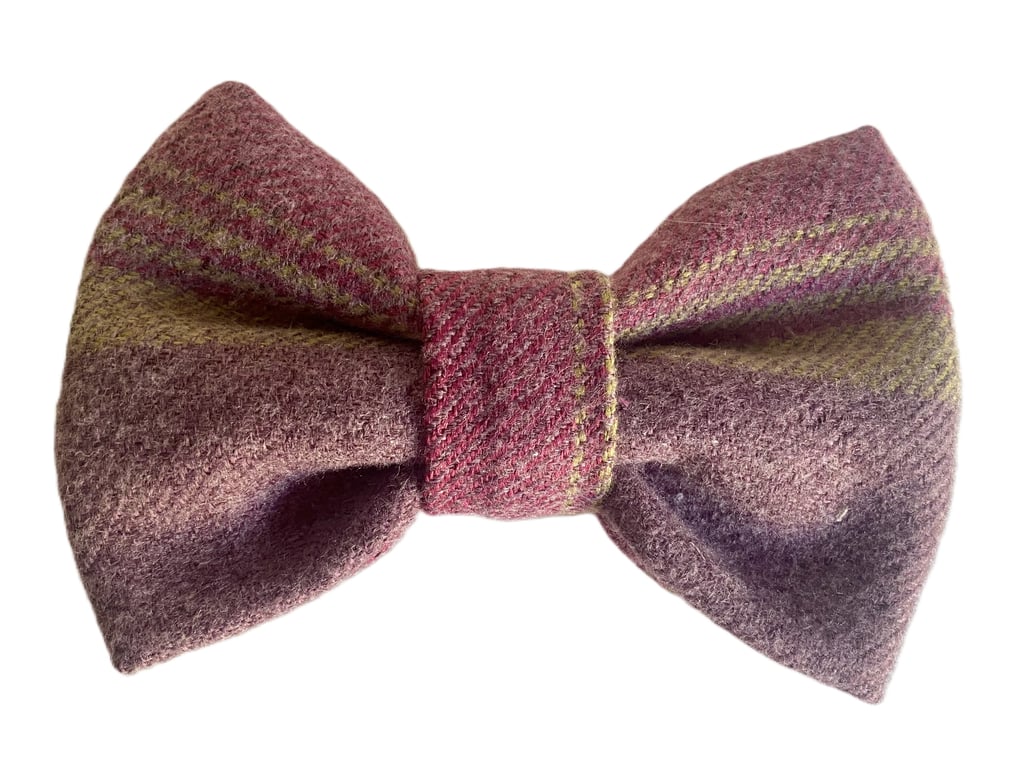 Bow Tie for Dogs - Handmade Balmoral Amethyst Fabric, tweed wool effect