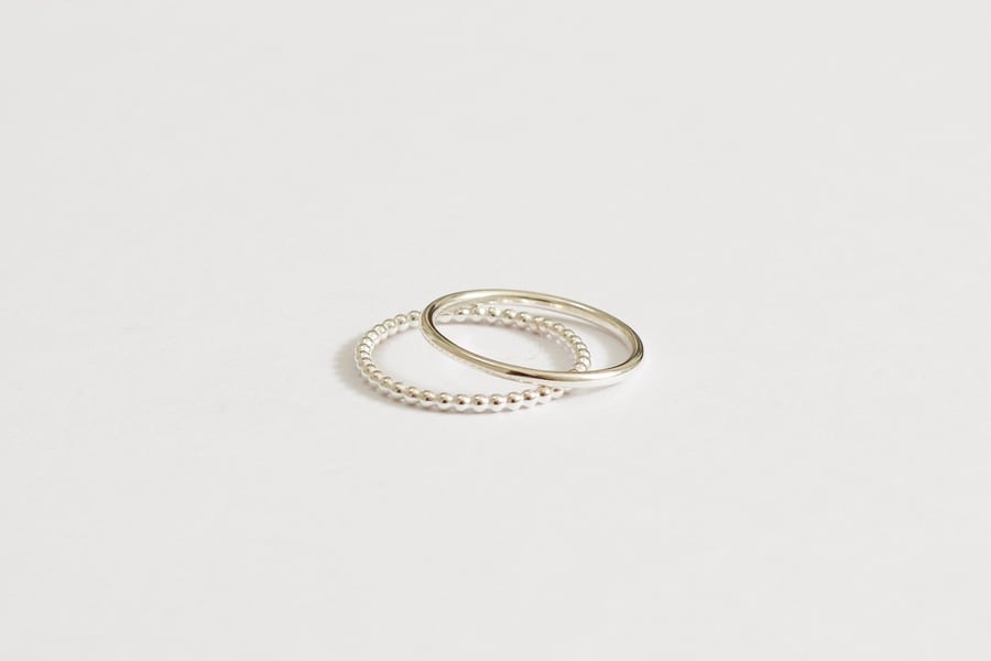 Stacking rings, pair of silver rings