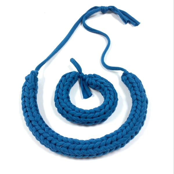 Blue Woven Necklace and Bangle