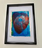 Hand printed flower in a heart picture. - Image 2