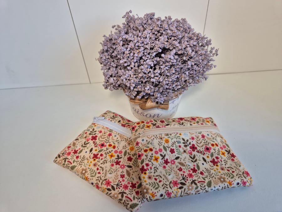 Padded floral coin purse with zip - 'Poppy' fabric design