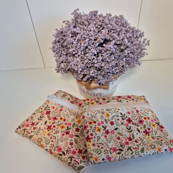 Padded floral coin purse with zip - 'Poppy' fabric design