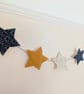 Navy, Mustard & Gold Star Fabric Bunting – Handmade Garland - Image 8