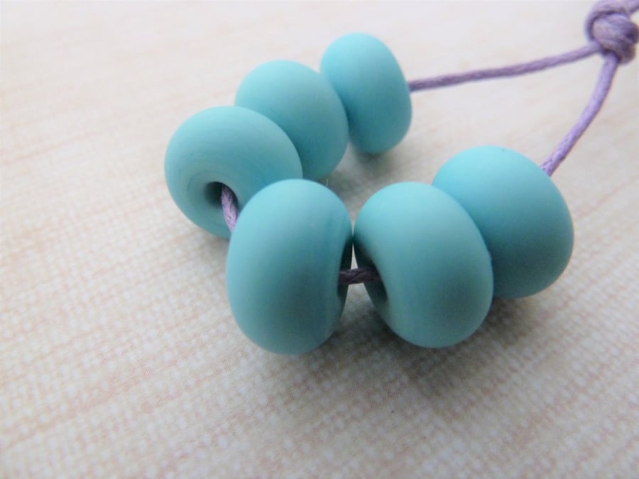 blue tumbled lampwork glass beads