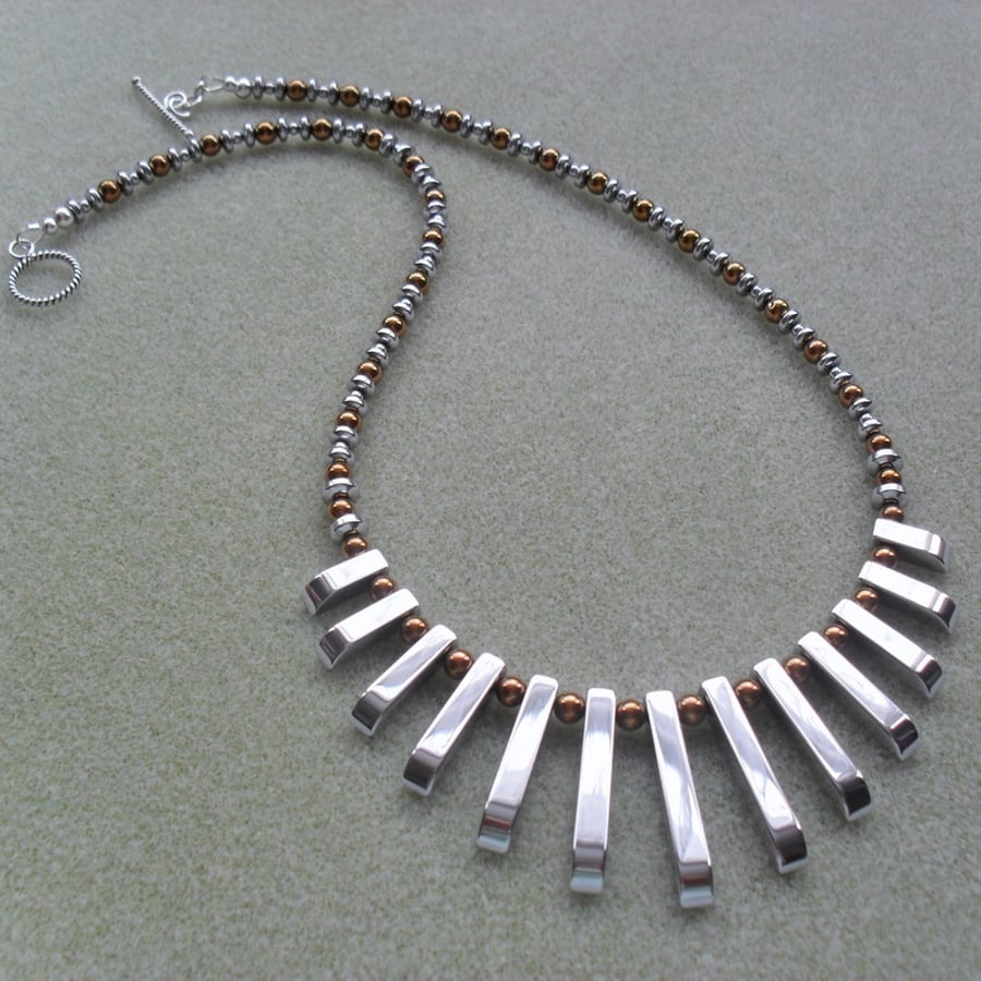 Haematite Bib Style Necklace