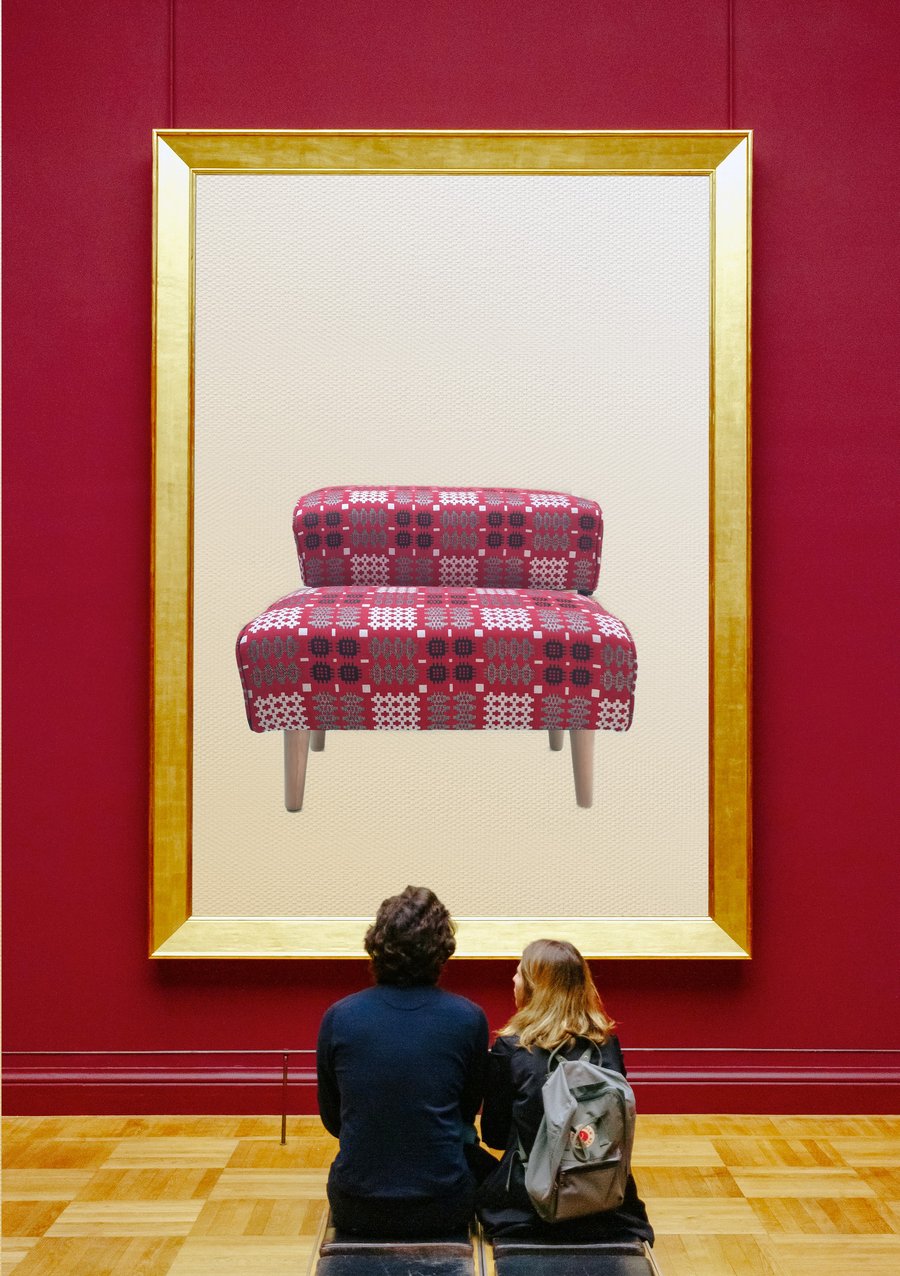 Red Welsh Tapestry designed stool handmade