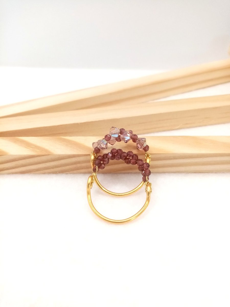 Light Amethyst Crystal Cluster Ring Set, Special Occasion Jewellery 