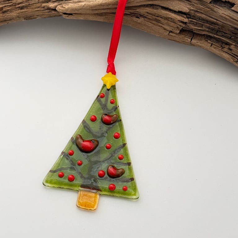 Robins Christmas Tree Decoration with Yellow Star