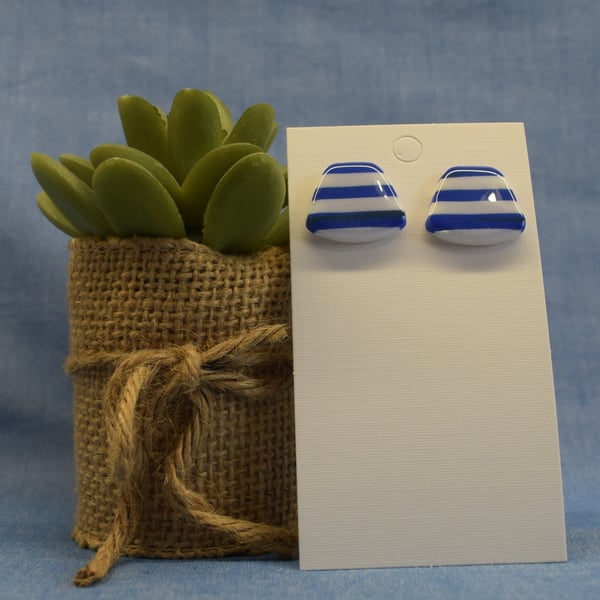 Stripe Polymer Clay Stud Earrings