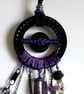 Large Upcycled Black Textured Metal  Buckle & Purple Charm Boho Necklace - Image 8