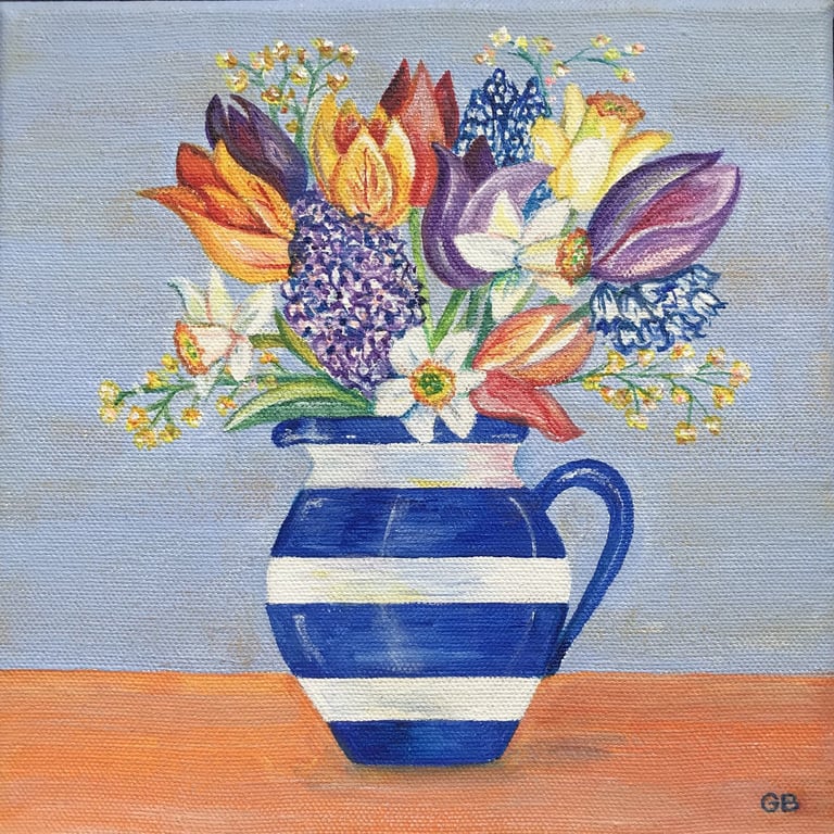 Original Spring Flowers Painting, Acrylic, Spring Flora.