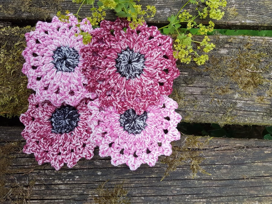 Crochet Cotton Flower Coasters