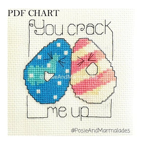 You crack me up Easter Egg theme cross stitch Instant digital Download PDF 
