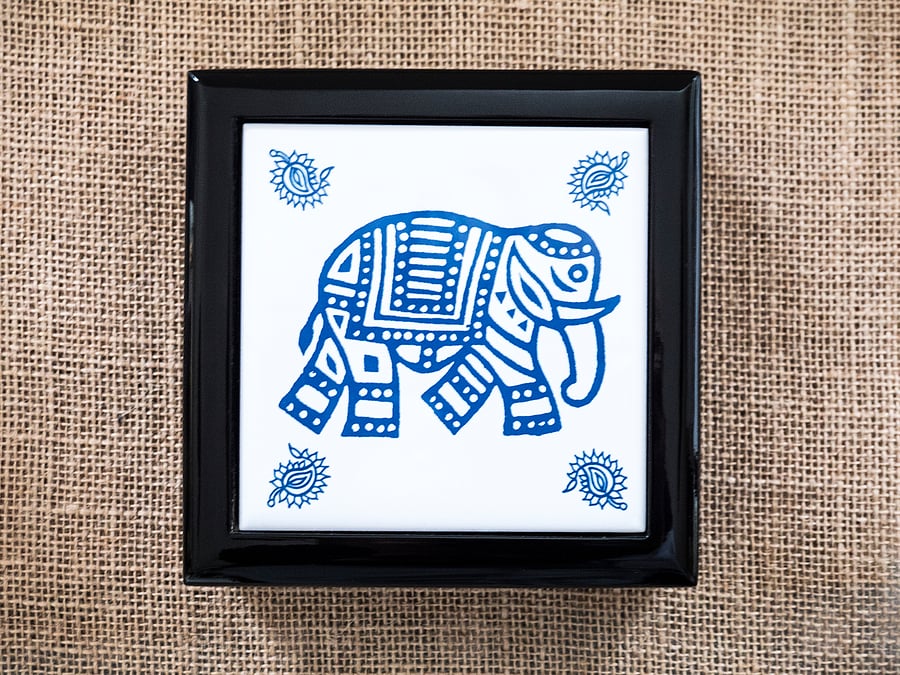Indian Elephant Jewellery or Keepsake Box - Gift for Wildlife Lover     