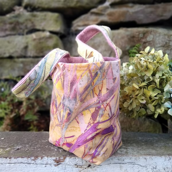 Floral chenille storage pouch