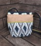 Upcycled Coffee Sack - Mini Shoulder Bag - Blue pattern - Image 4