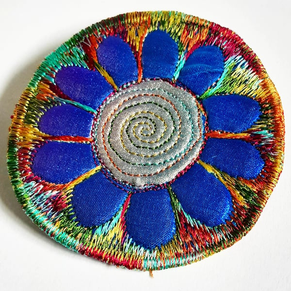 Textile Brooch Free Machine Embroidery 