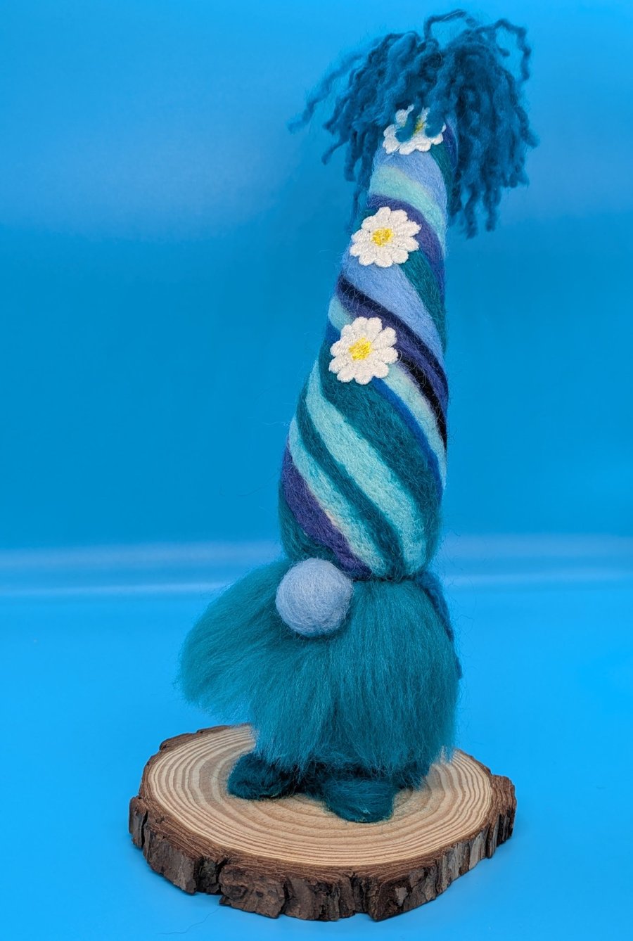 Needle felted Blue Gnome