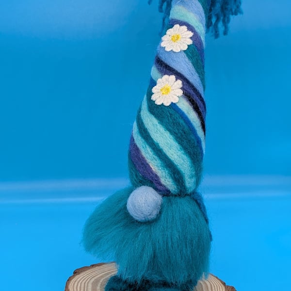 Needle felted Blue Gnome
