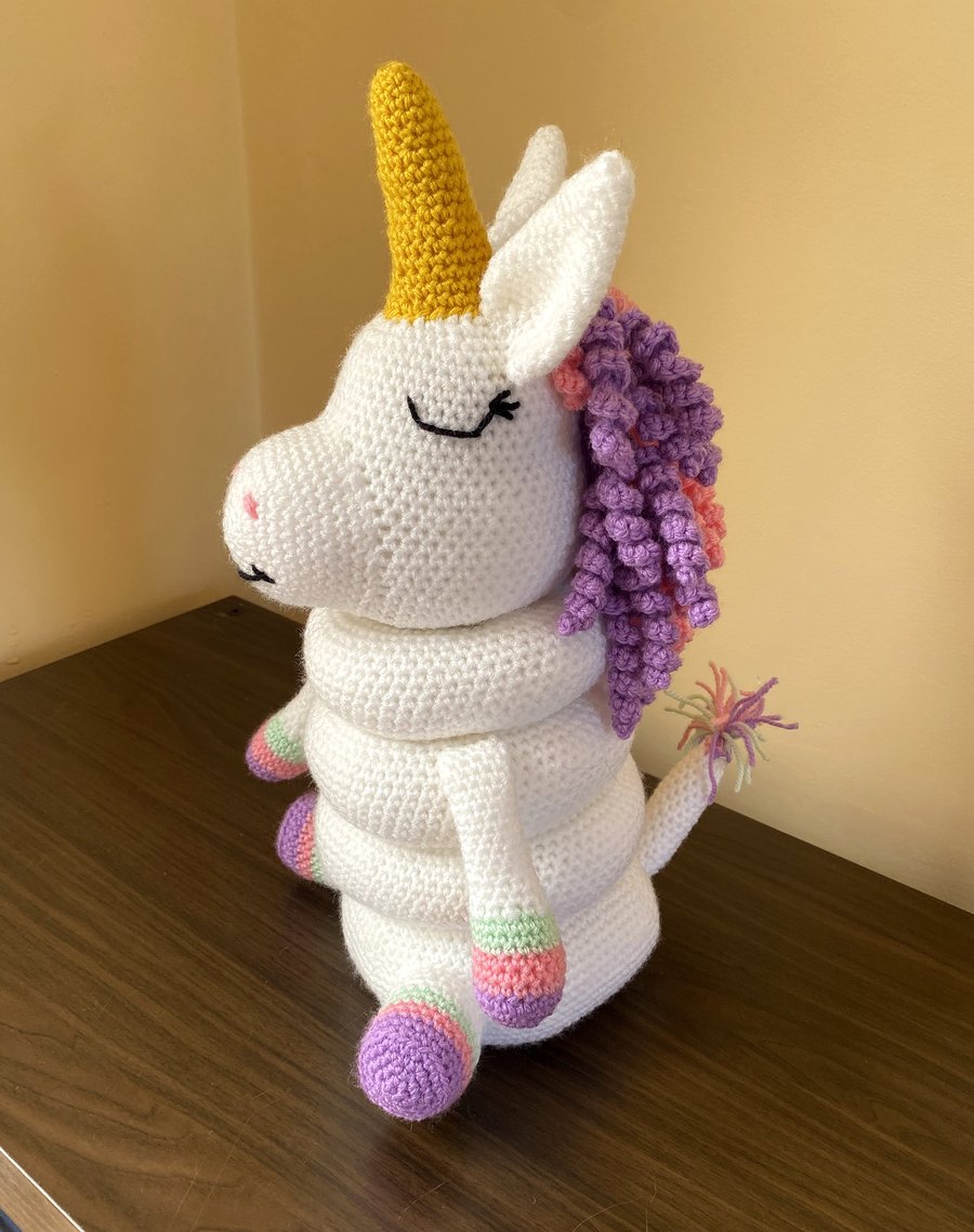 Unicorn Stacking Toy, Ring Stacker, Organic Baby Toys, Cruelty Free Soft Toy