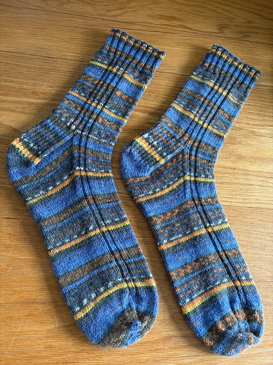 Highway Lights. Hand knitted socks 7-10UK