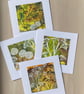 Pack of 4 hand painted hedgerow greetings cards