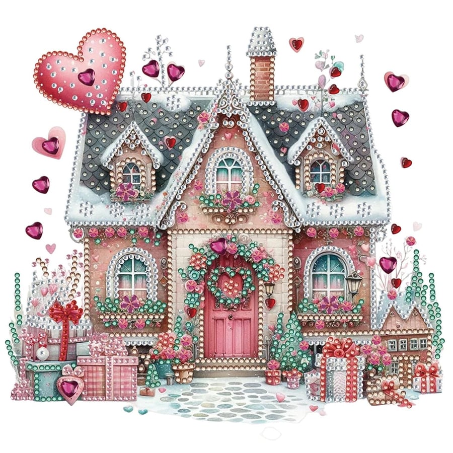 5D DIY Magical Love Hearts House Partial Special Shaped Drill Diamond Painting K