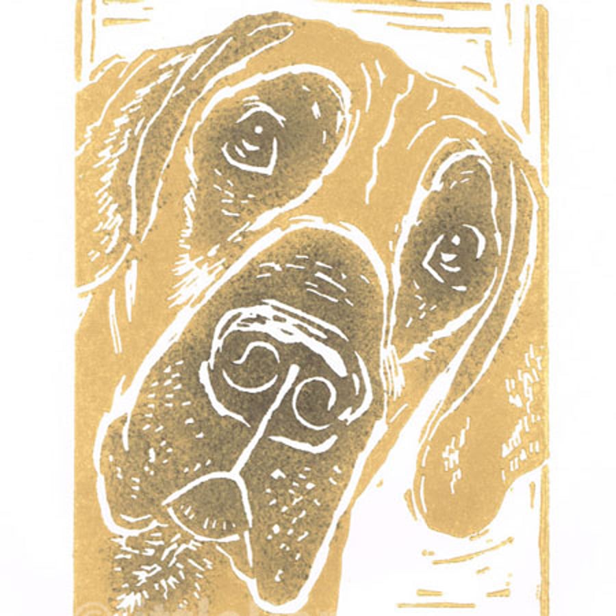 Great Dane Dog - linocut print