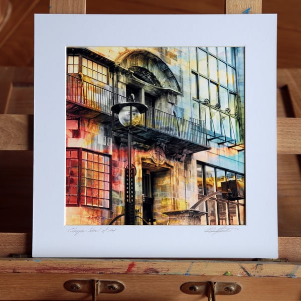 Glasgow School of Art , archival photo print 6 x 6inch mounted to 8 x 8