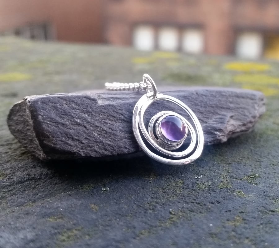 Swirl Amethyst silver pendant