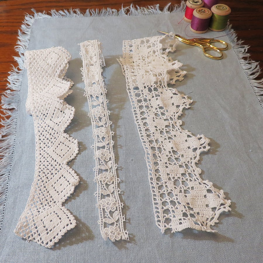 Vintage reclaimed lace - hand crocheted
