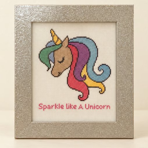  Handmade Framed Cross Stitch Picture – Inspirational Unicorn
