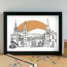 Dumfries Skyline Art Travel Print