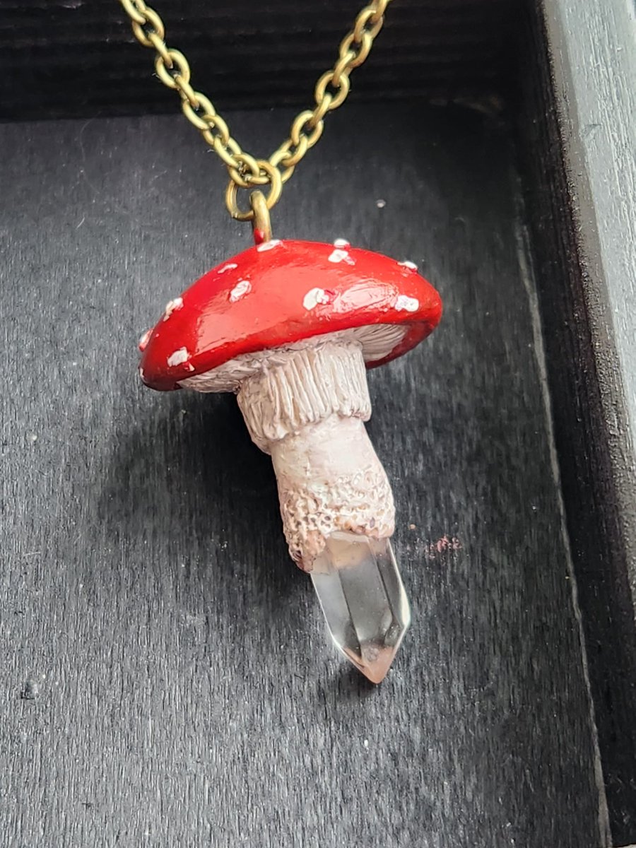 Polymer Clay Mushroom Fly Agaric Amanita muscaria cottagecore sculpted crystal n
