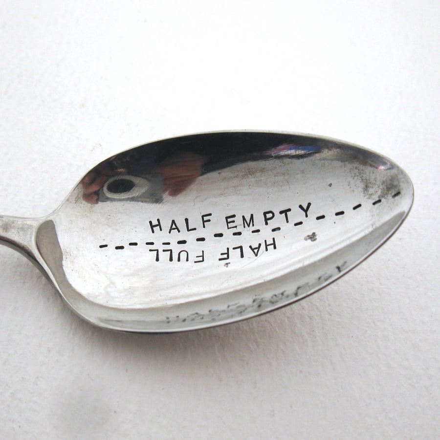 Optimist or Pessimist Teaspoon, Half Full or Half Empty