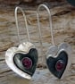 Sterling Silver Heart Earrings with Garnet - Image 3