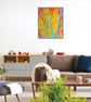 Framed Bamboo Oil Painting Colourful Maximalist Art - Image 9