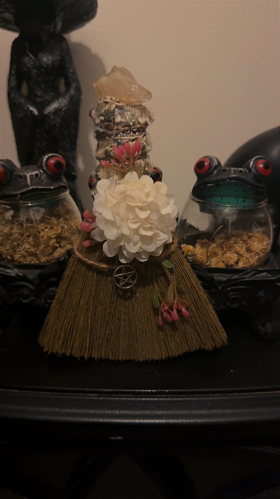 Citrine crystal altar broom 