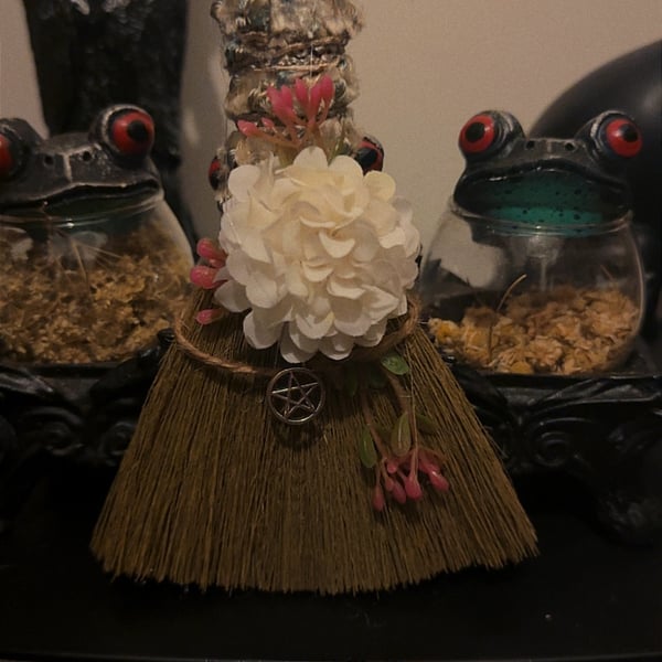Citrine crystal altar broom 