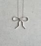 Sterling Silver Bow Necklace - Handcrafted Flat Wire Pendant - Image 2