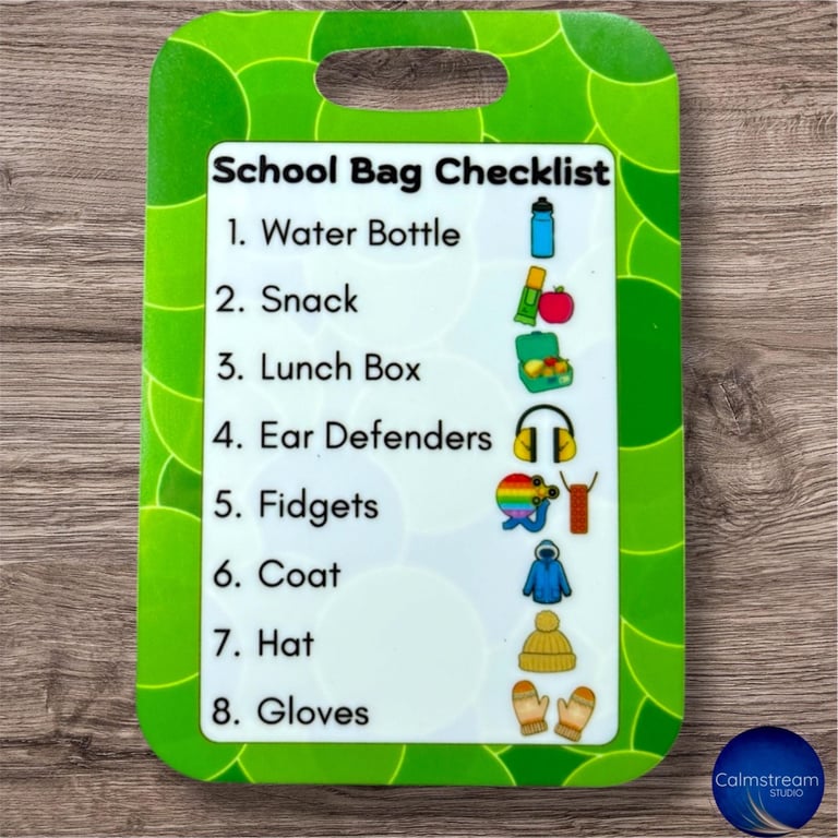My bag checklist, school routine, get ready, PVC Communication Card SEN, Autism,