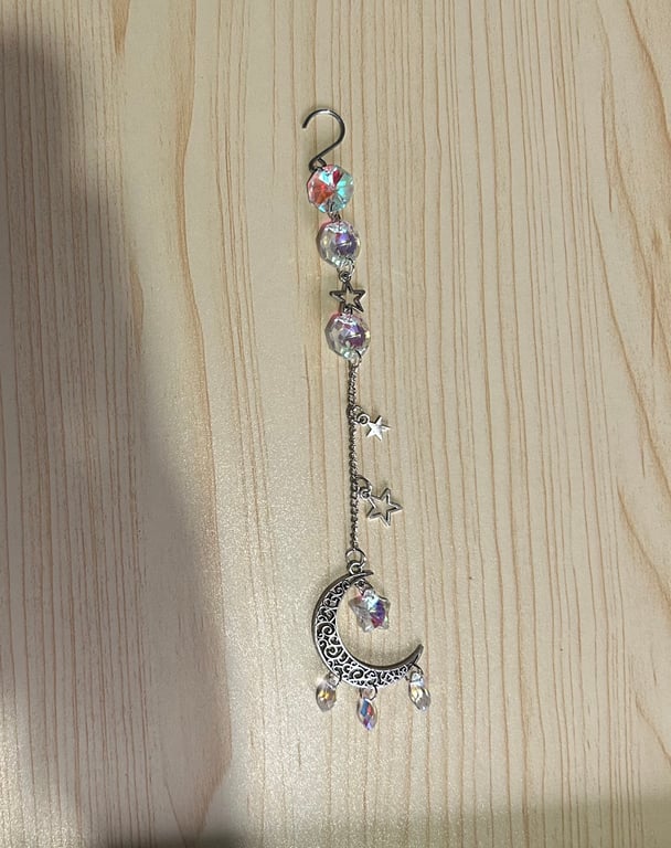 Handmade moon and star suncatcher, hanging decoration 
